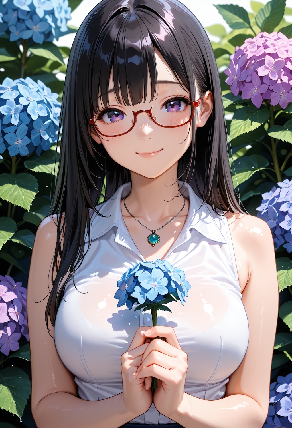 紫陽花の二人。