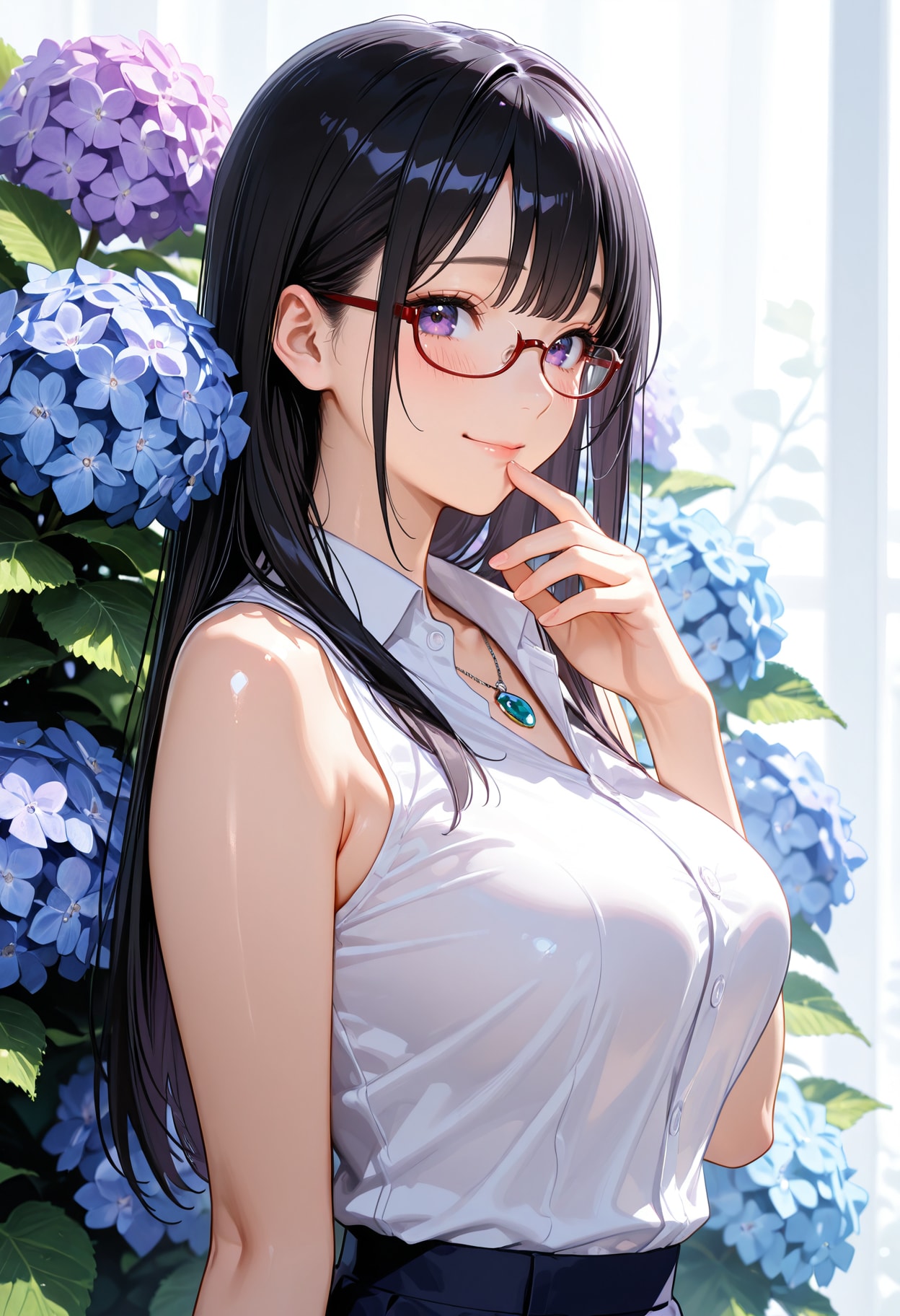 紫陽花の二人。