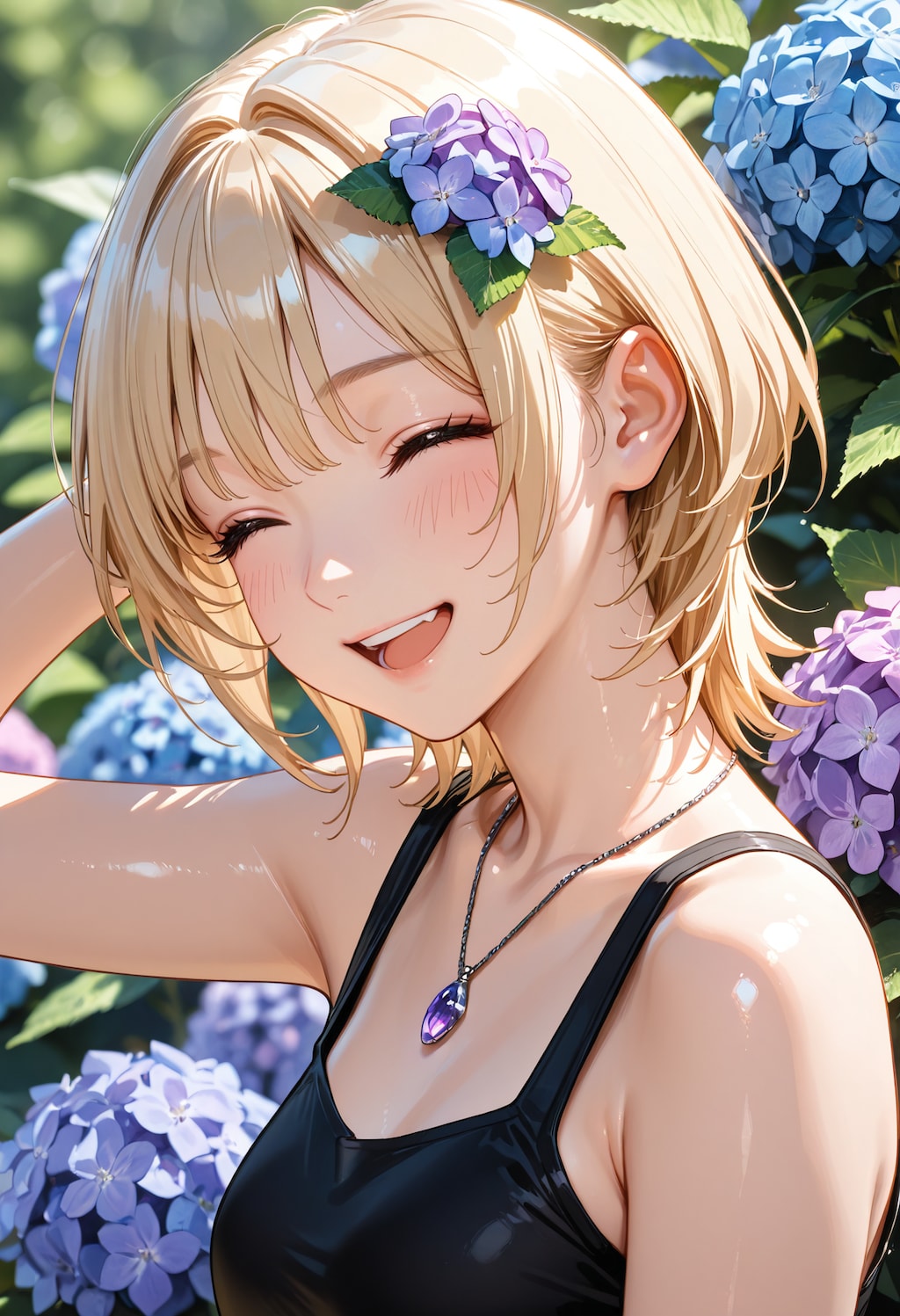 紫陽花の二人。