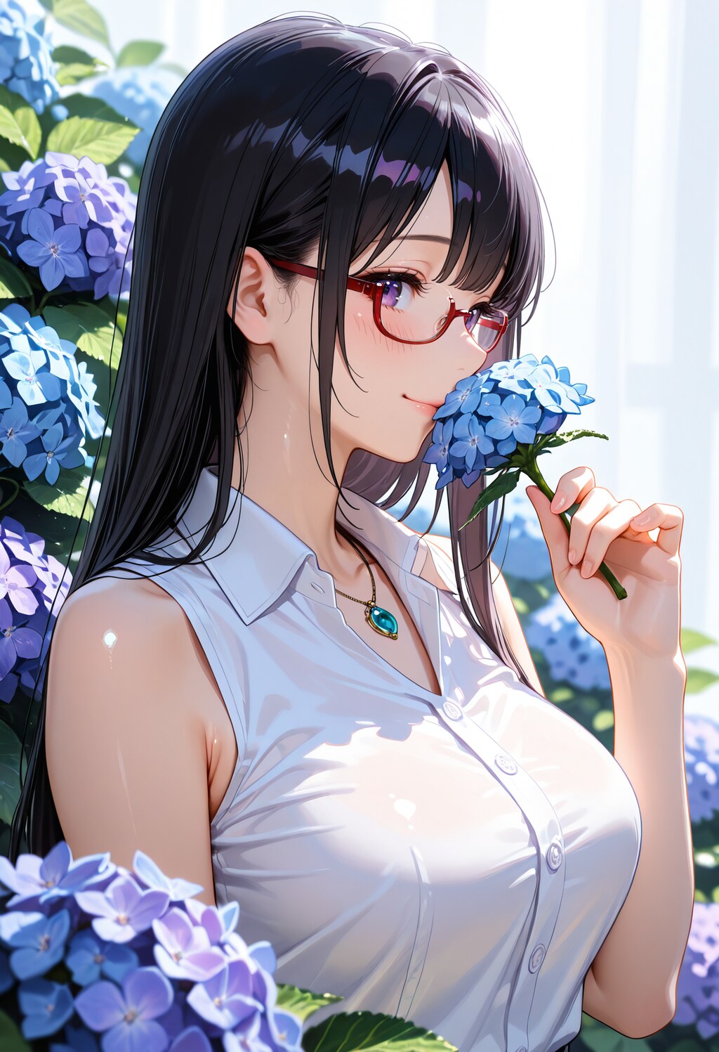 紫陽花の二人。