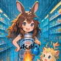 雨が降るスーパーでヘソで茶を沸かすウサ耳の小さな女の子 2枚目