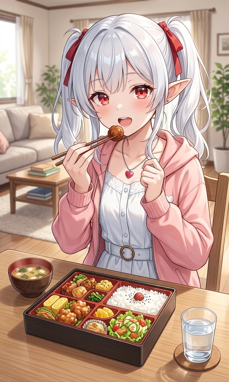 お昼ご飯を食べるシロネさん