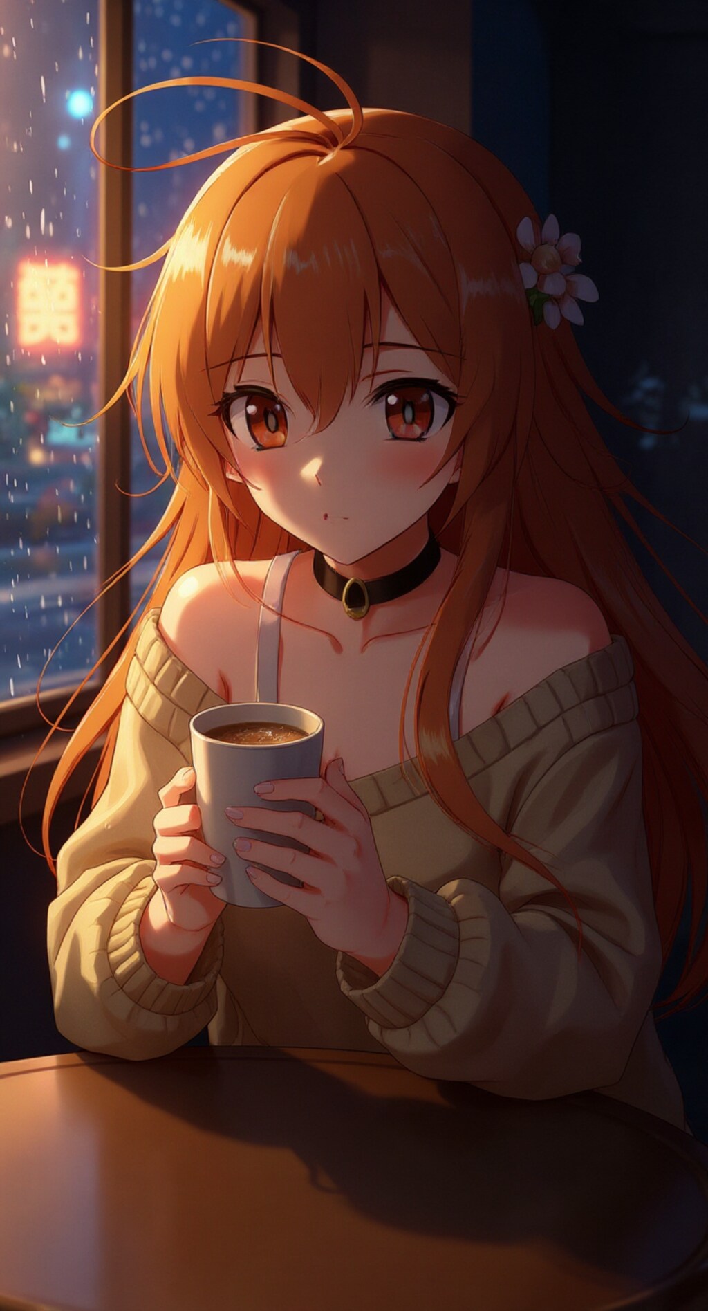 夜のカフェでコーヒー飲みませんか？