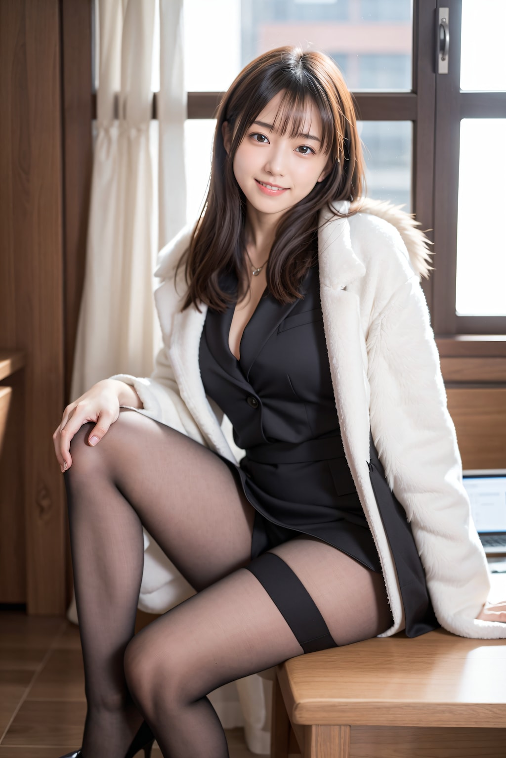 コートを着ているOL 4