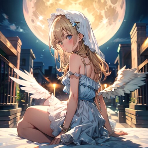 天使と満月250428 | の人気AIイラスト・グラビア