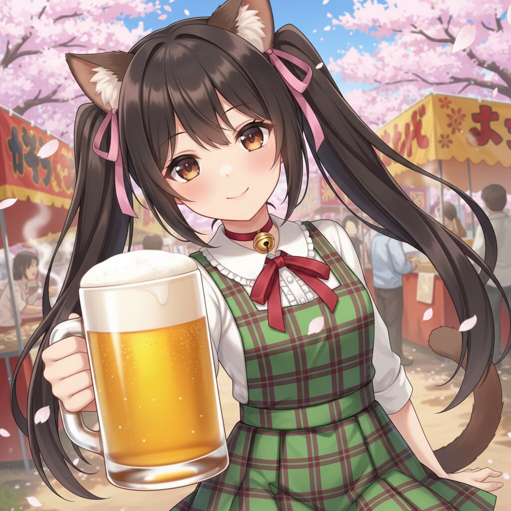 黒ツイにゃん。花見