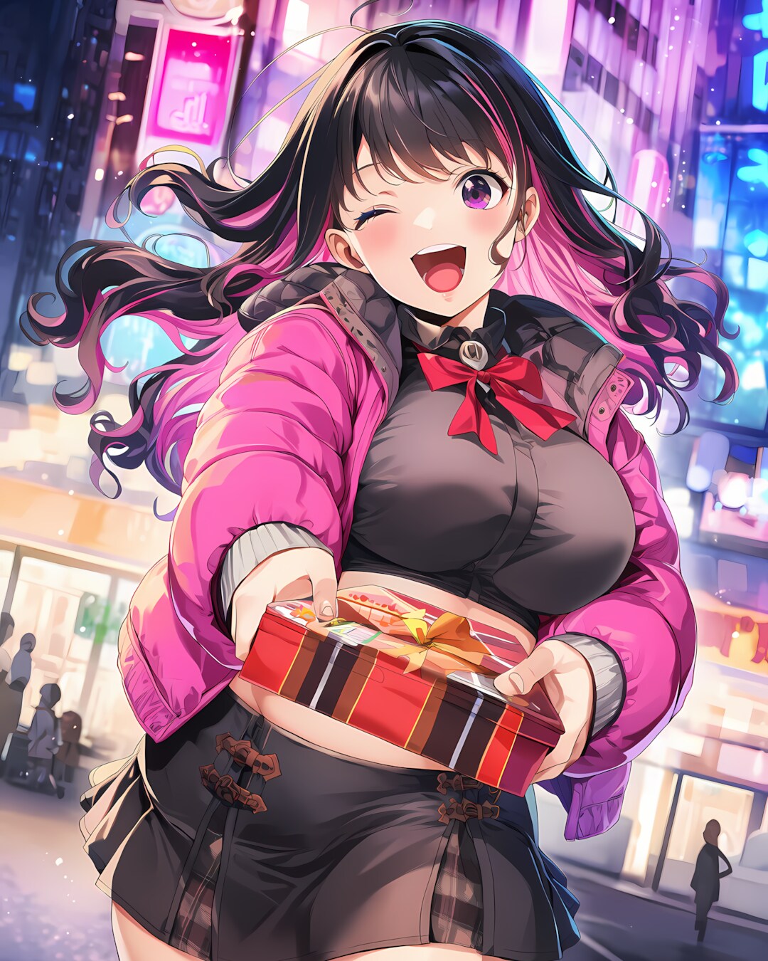 🌃「遅ーい！」夜景デートでサプライズチョコ手渡し✨