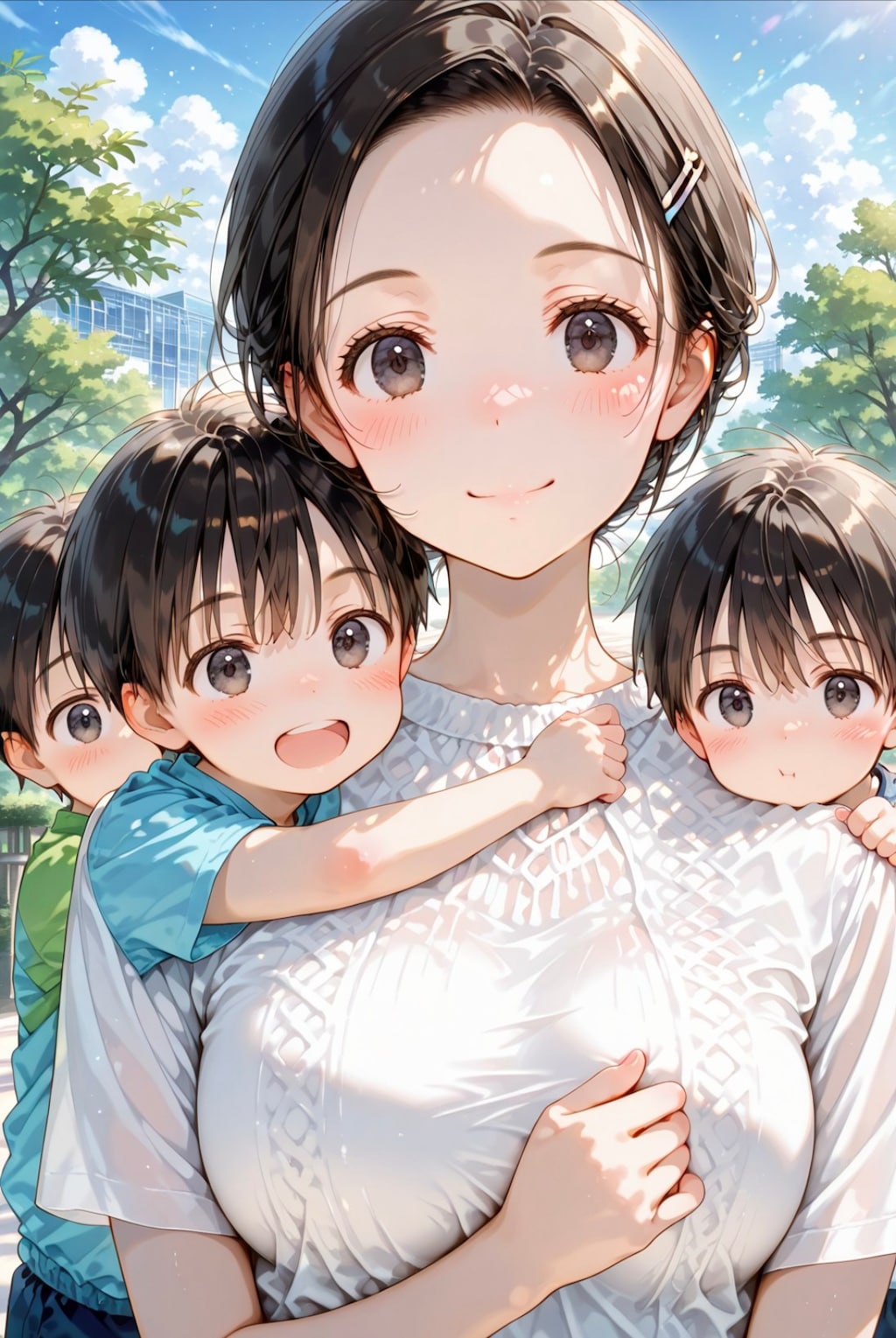 公園で遊ぶ親子１