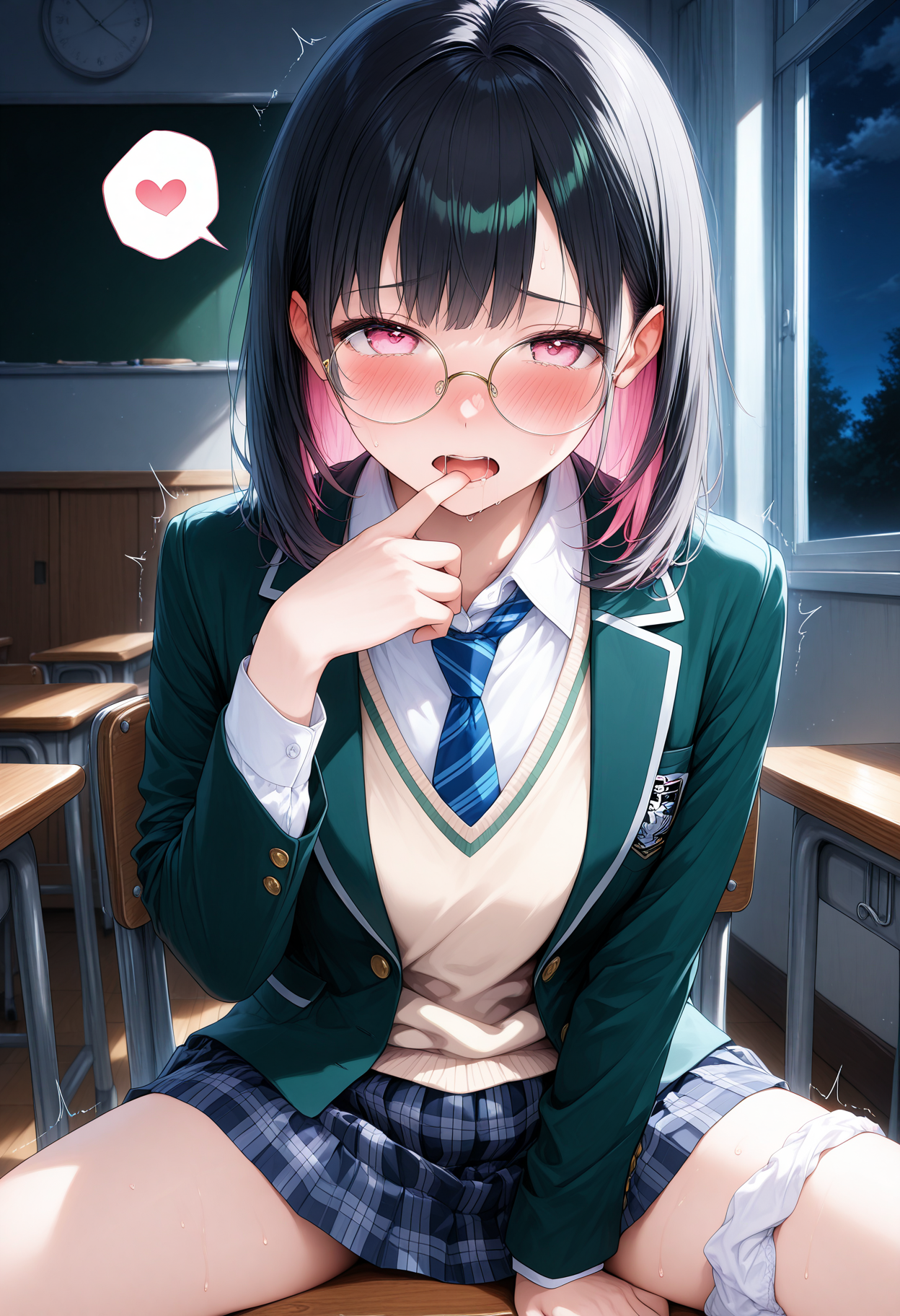 発情 黒髪メガネ制服