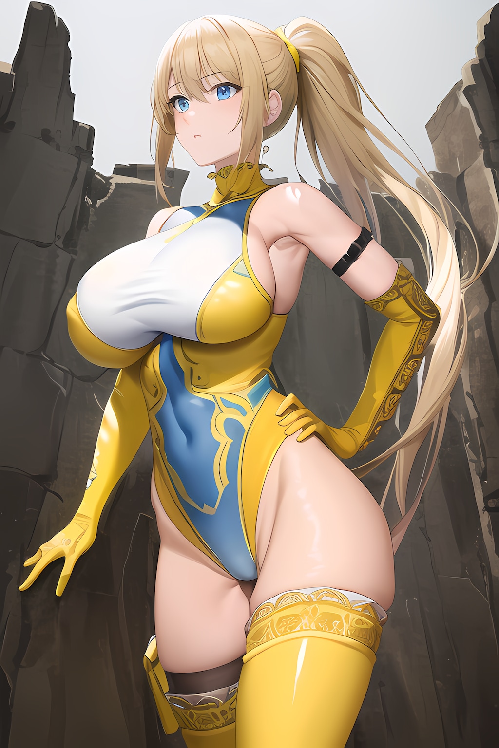 ハイレグレオタード女性集（金髪ポニーテール編）