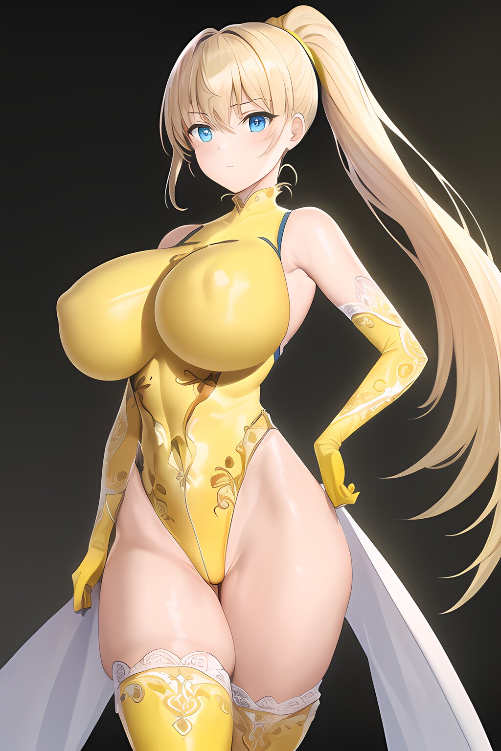 ハイレグレオタード女性集（金髪ポニーテール編）