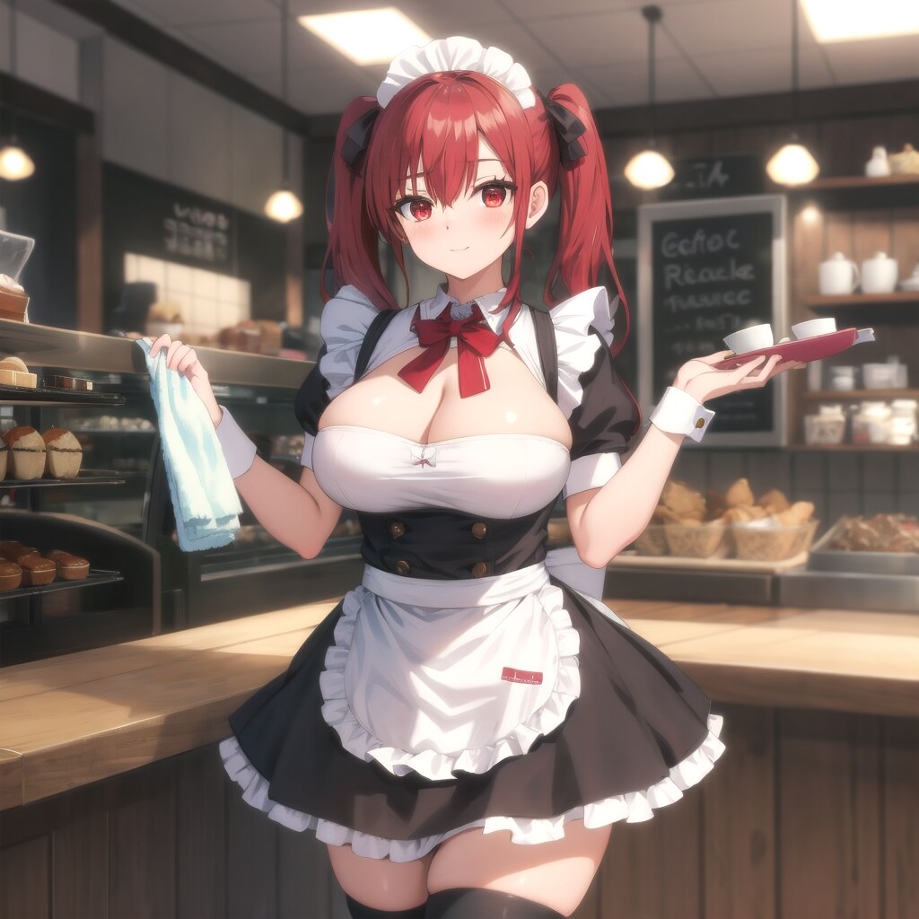 開店前の準備と絶対領域 | の人気AIイラスト・グラビア