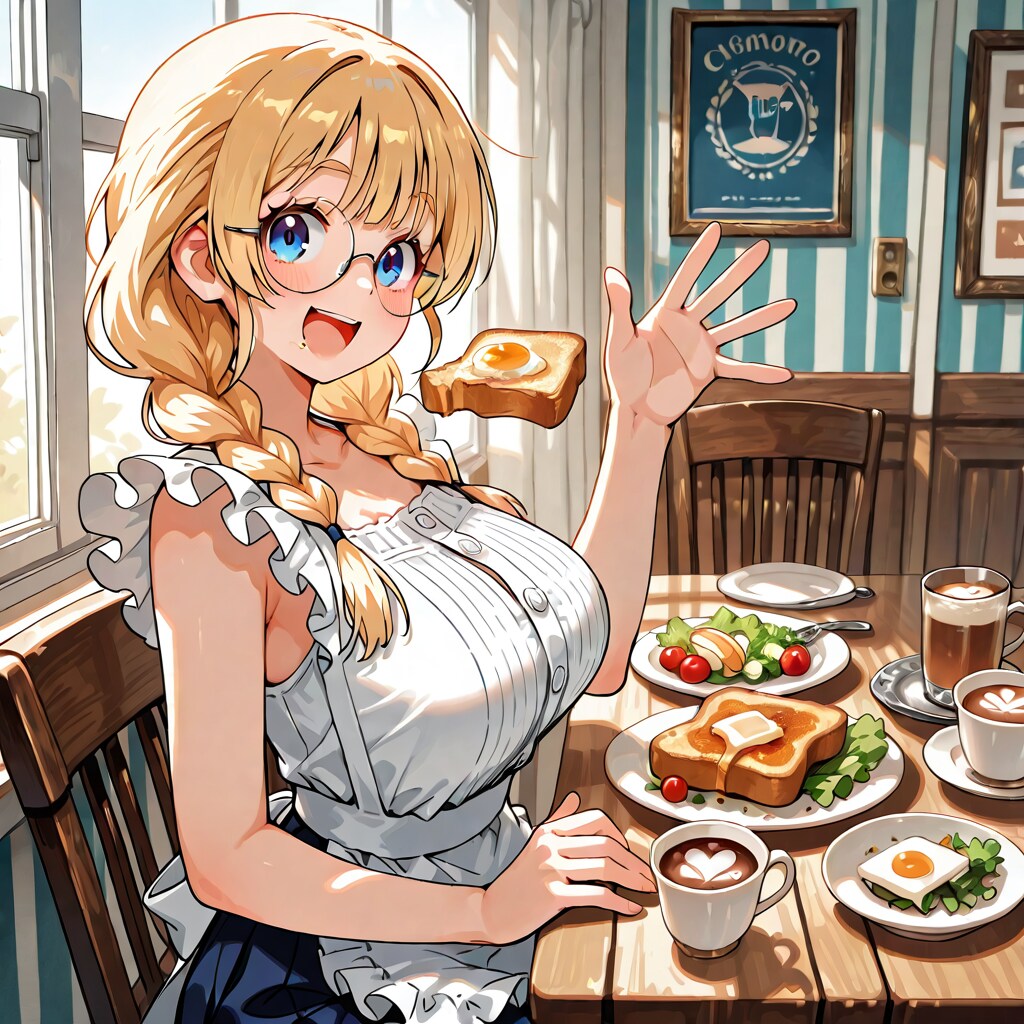 おはよう｡あっ、パン落ちる！
