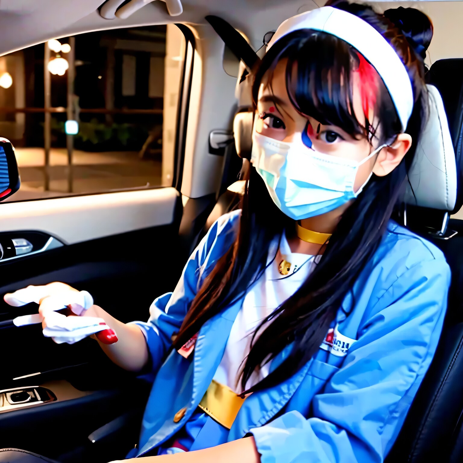 黒髪ロングで車内の美女２０ | の人気AIイラスト・グラビア