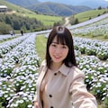 バラ公園を抜けると一面のネモフィラの丘が広がっていて、きれい。映画のシーンみたいw 2枚目