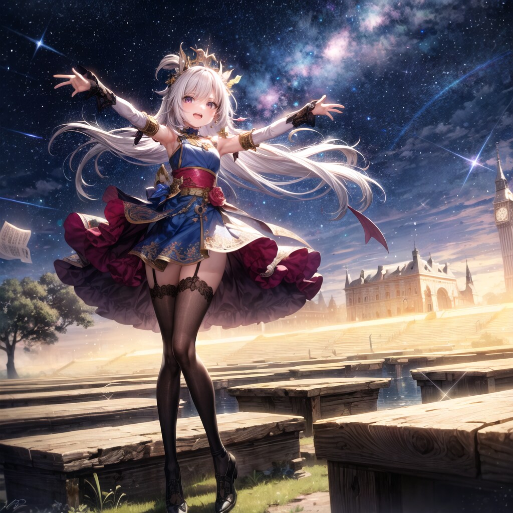 星空の元踊る女の子