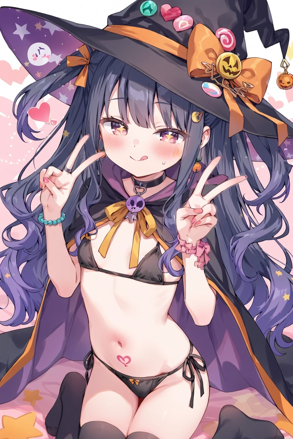 魔女っ子のダブルピース