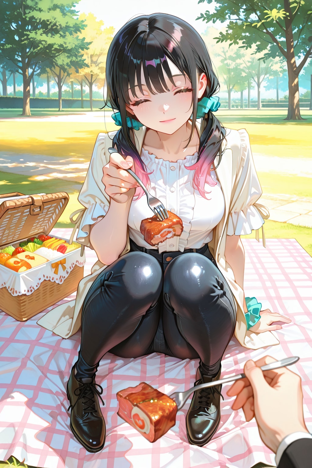 はい❤️お兄ちゃん❤️あ〜ん❤️……うん❤️外で食べると美味しいね❤️