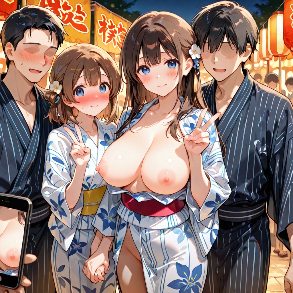 お祭りで記念撮影