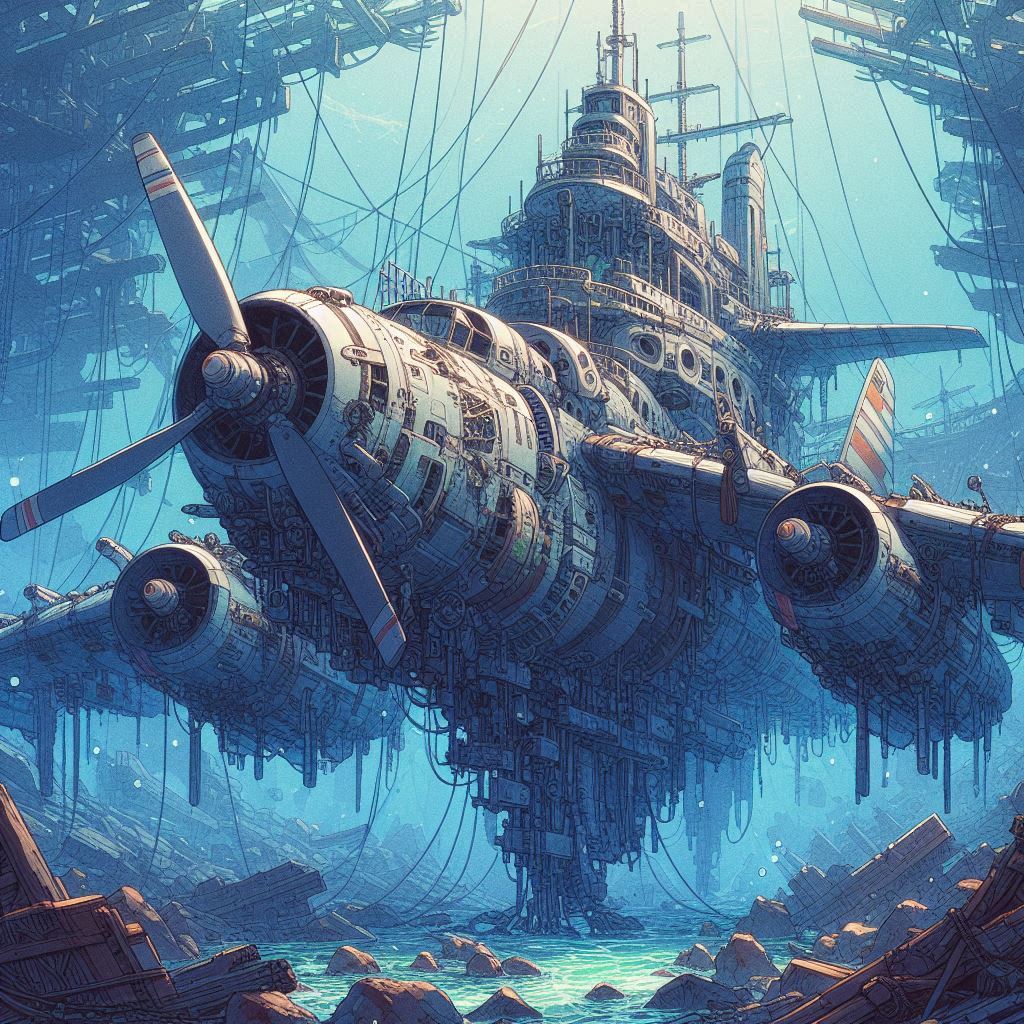 男の子の大好きな飛行機と船の合体だぁ！！！昔何か合体ロボで | の人気AIイラスト・グラビア