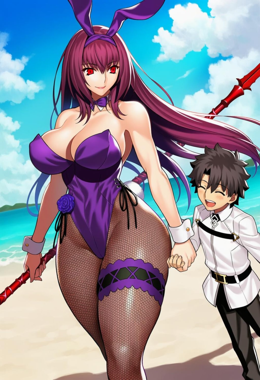 若返った少年を世話するバニーコスプレ人妻達