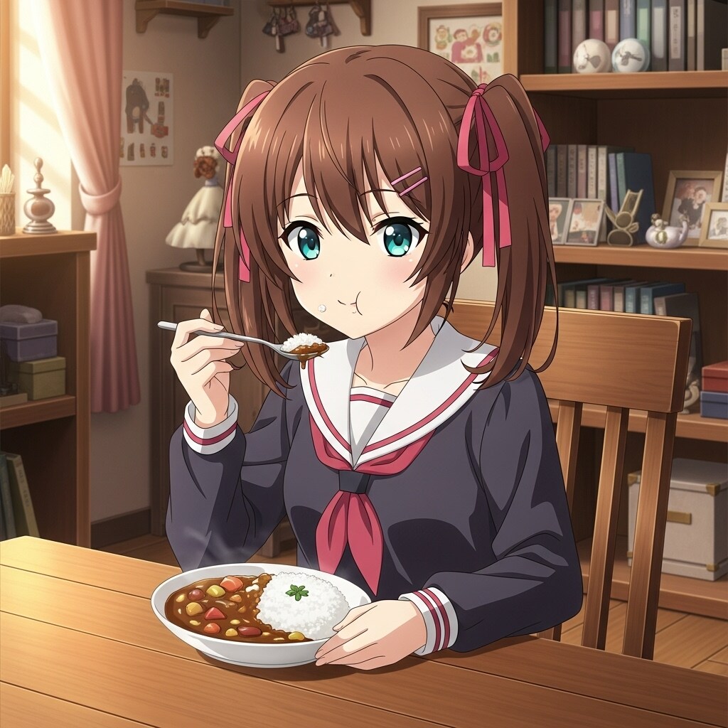 カレーを食べる