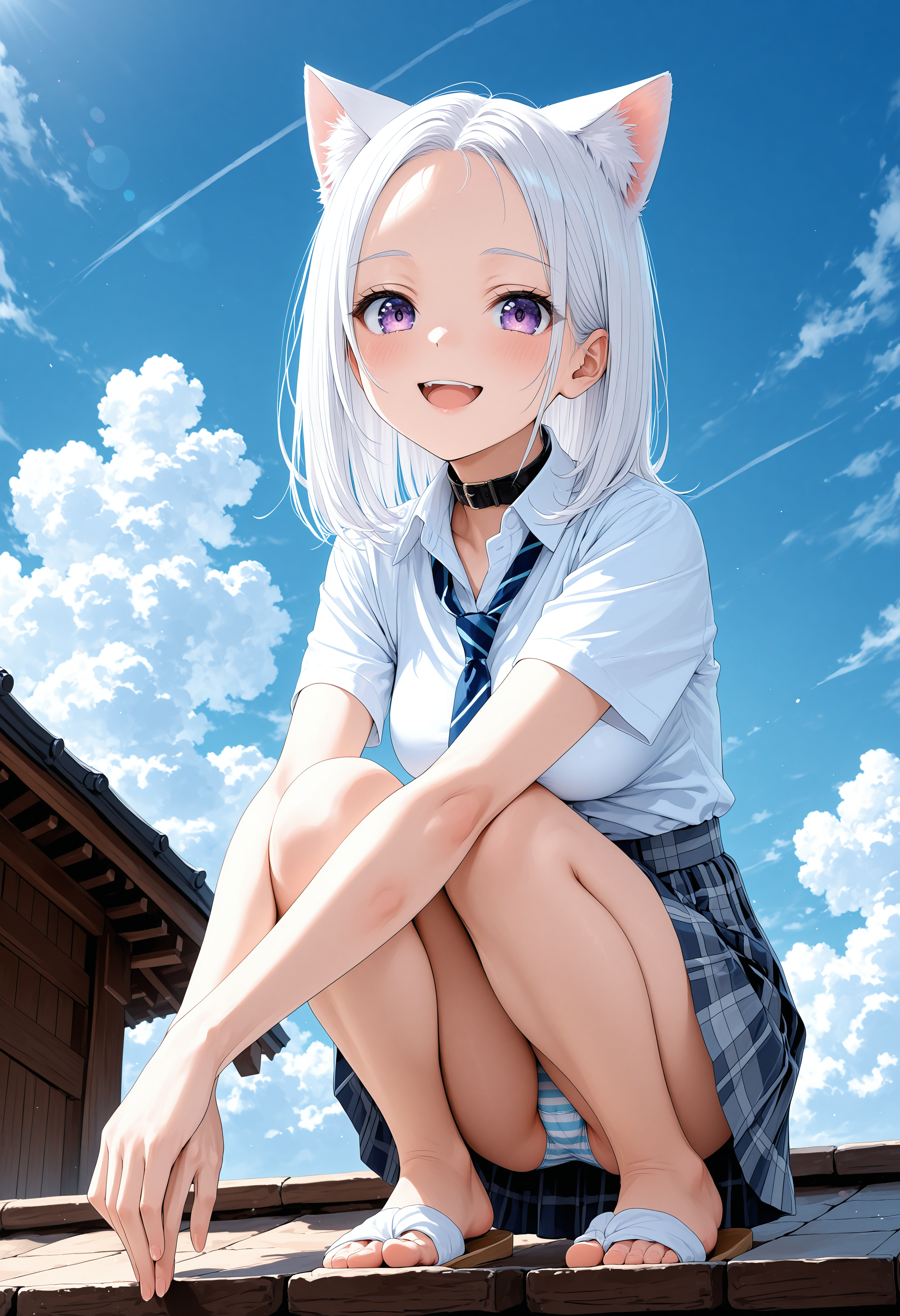 屋根上パンチラ