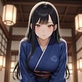 和服の美少女（紺） 3枚目