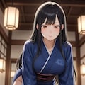 和服の美少女（紺） 2枚目