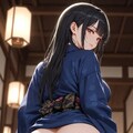 和服の美少女（紺） 4枚目