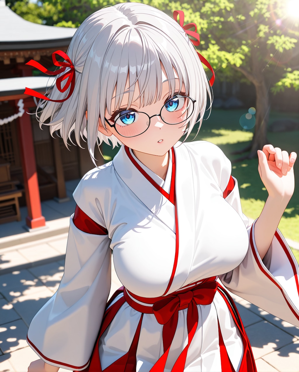 「巫女服、ちょっときつくなってきたかも・・・胸の部分が」