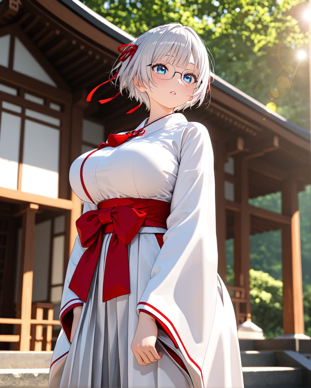 「巫女服、ちょっときつくなってきたかも・・・胸の部分が」