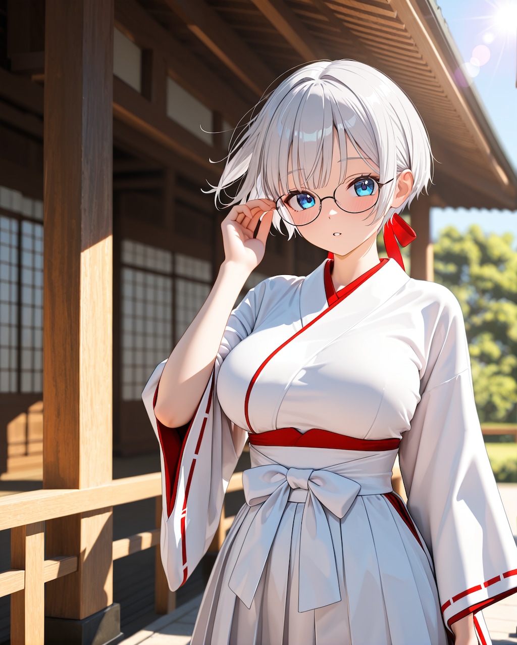 「巫女服、ちょっときつくなってきたかも・・・胸の部分が」