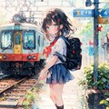 駅と制服の少女 6枚目