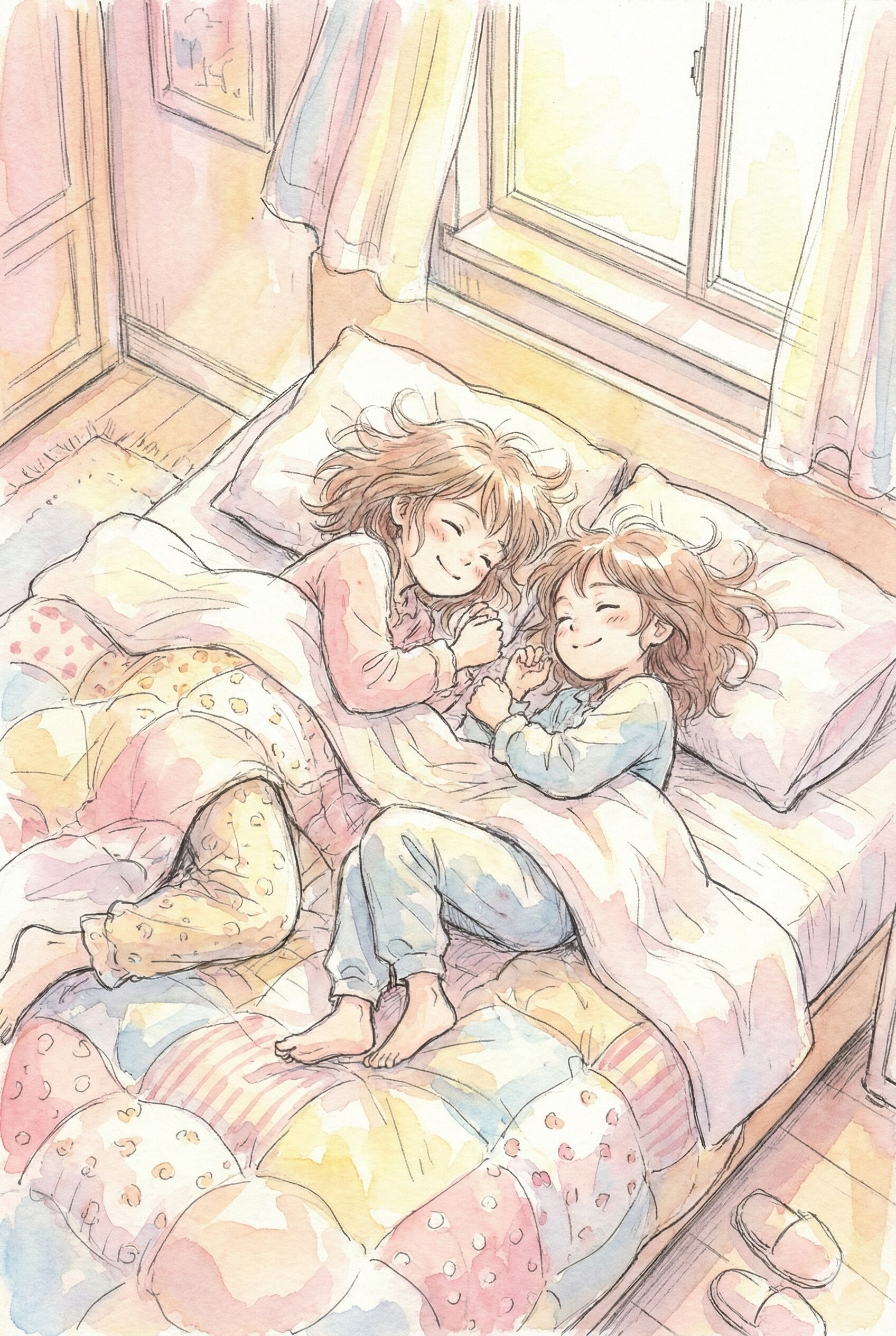 美少女姉妹の寝起き👧 | の人気AIイラスト・グラビア