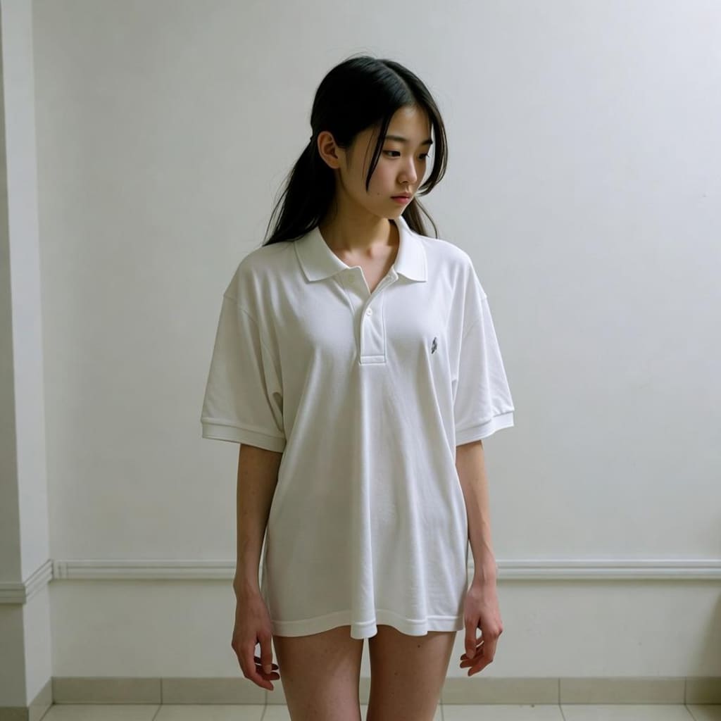 部屋で彼のシャツを着て、こんな感じ