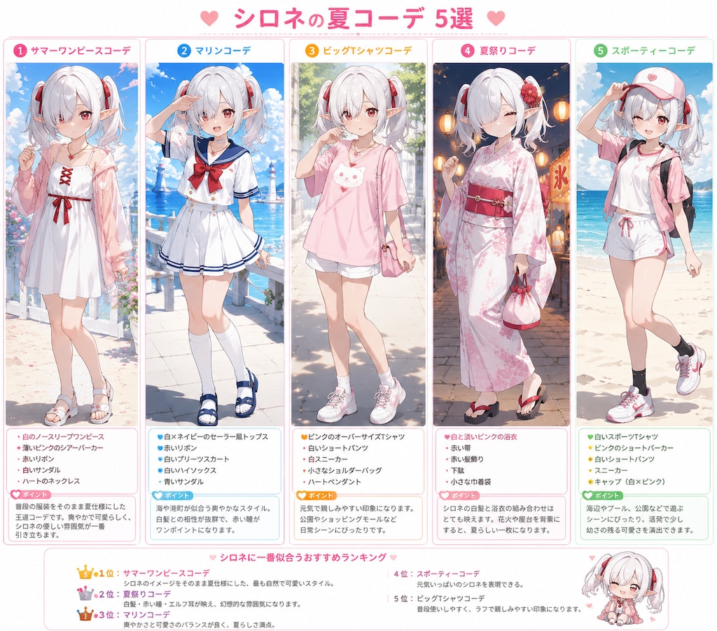 シロネさんの夏コーデ5選
