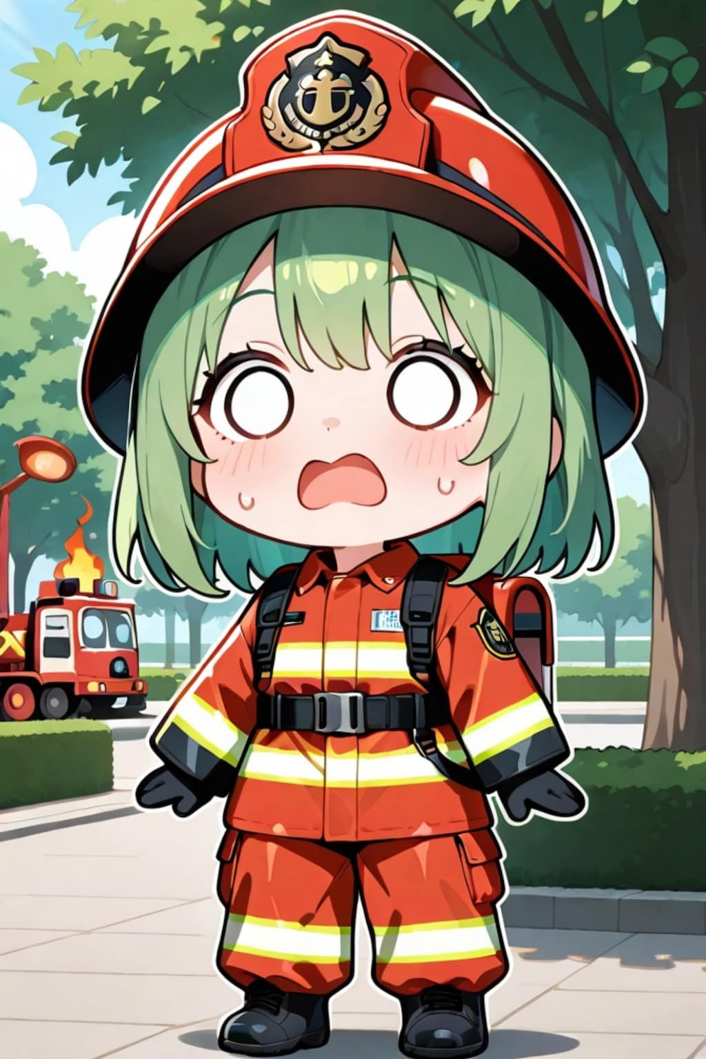 消防士の緑髪ちゃん