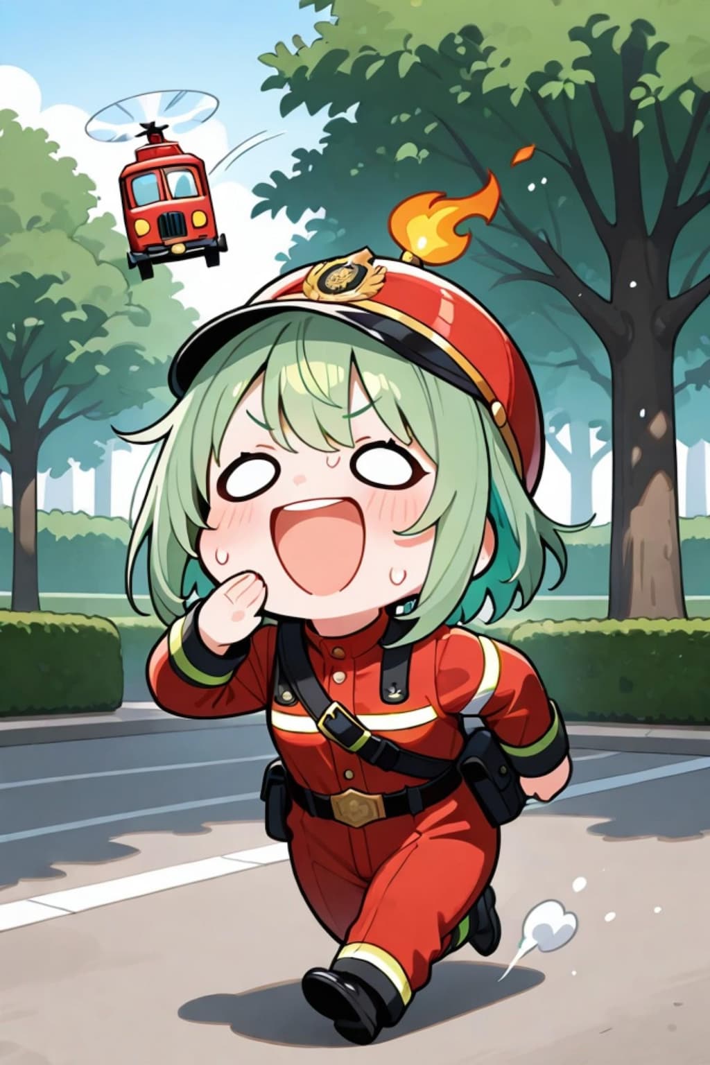 消防士の緑髪ちゃん