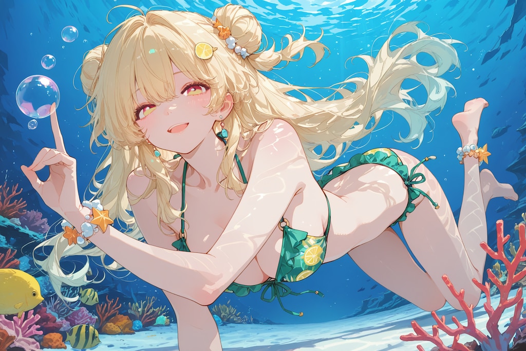 温かな海を遊泳して