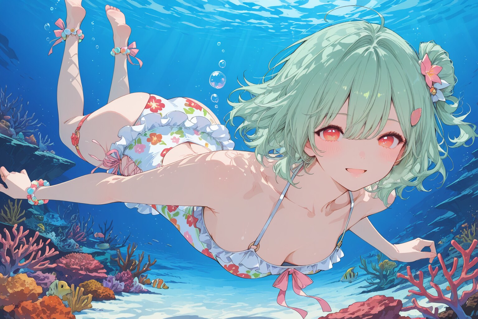 温かな海を遊泳して