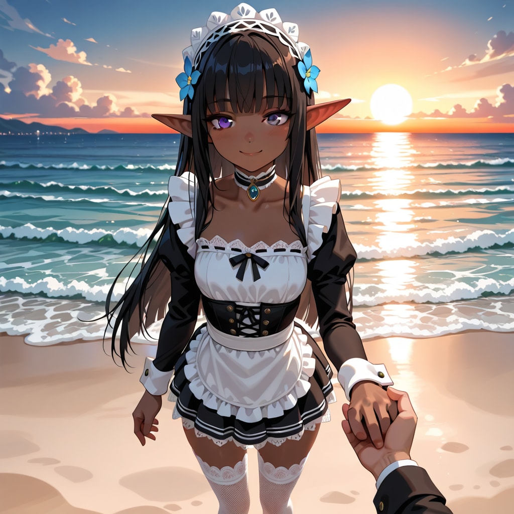 はい、夕陽を見に連れてきてあげたよ。 | の人気AIイラスト・グラビア