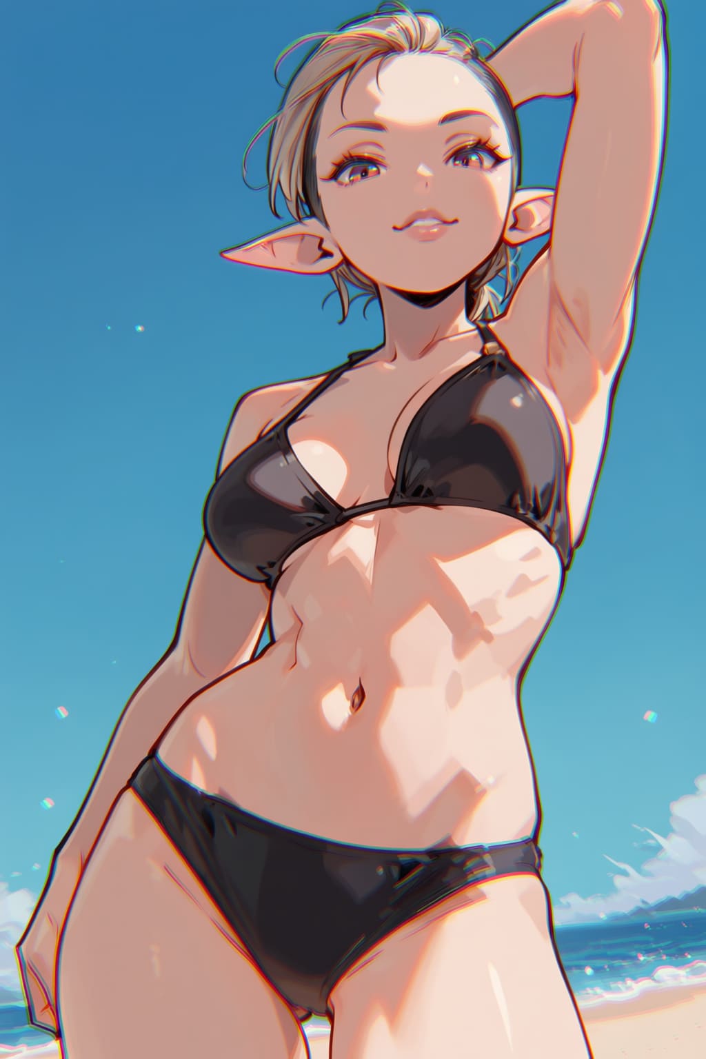 ビーチの脳筋エルフさん