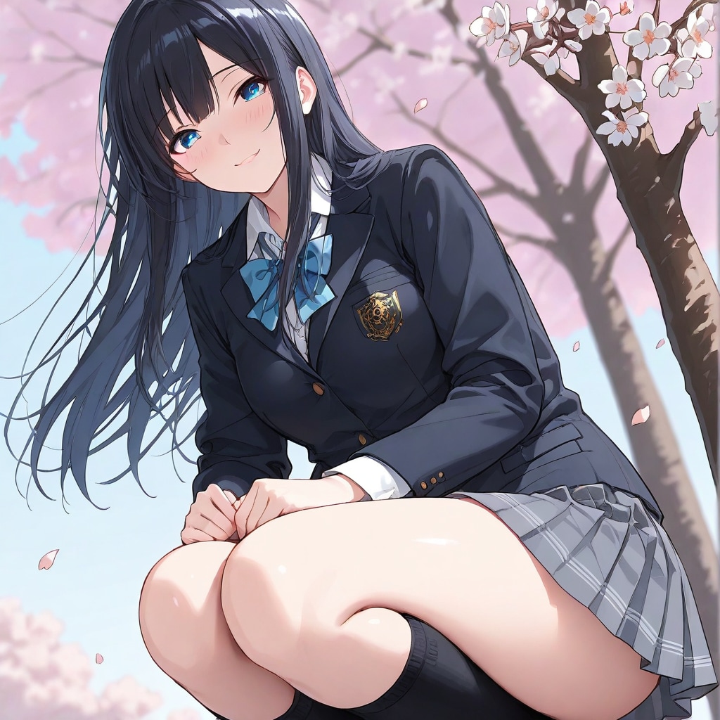 桜と土手と幼馴染