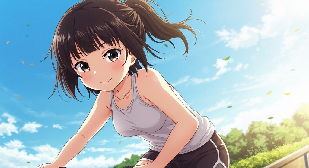 自転車に乗る雫ちゃん