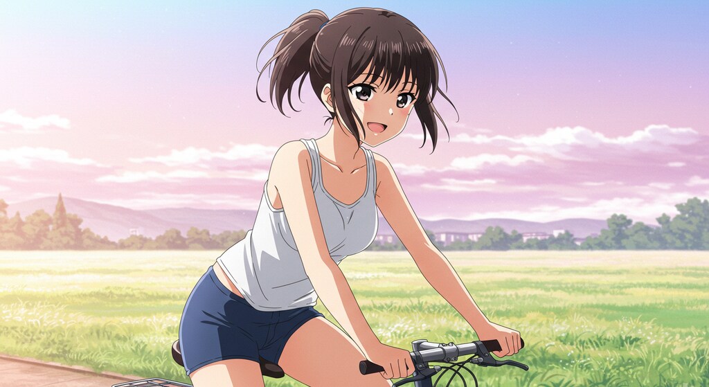 自転車に乗る雫ちゃん