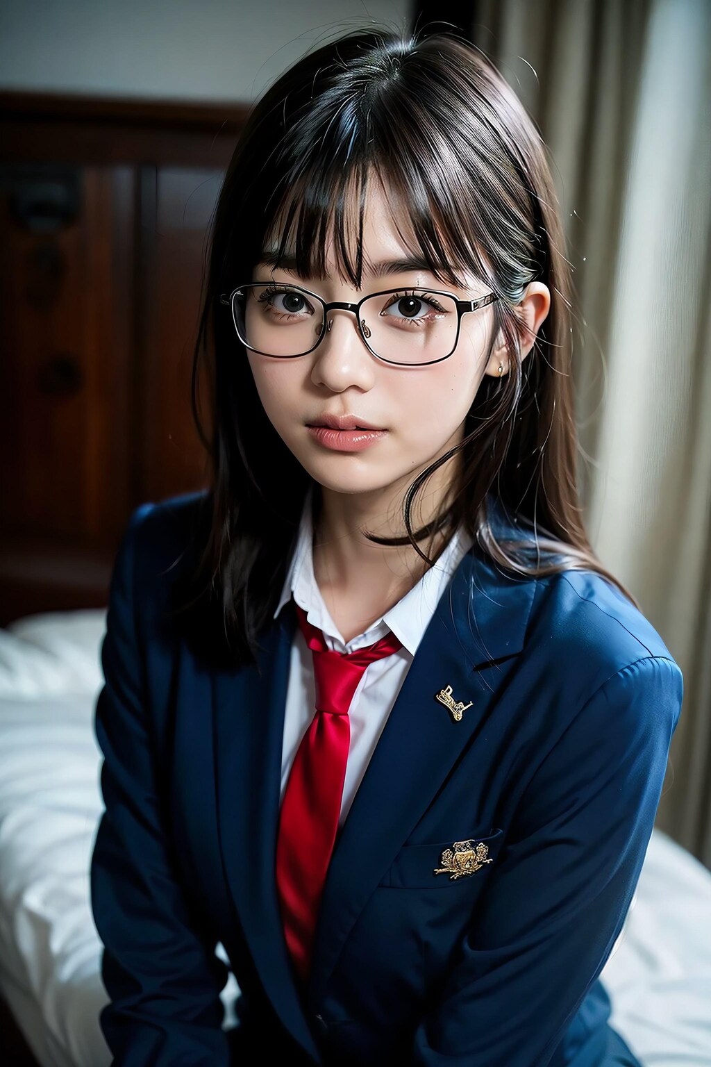 メガネ彼女と寝室で‥