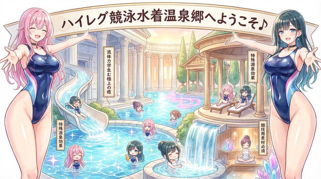 ちちぷい内にある♪ハイレグ競泳水着美少女だけが立ち寄れる隔離理想空間！「ハイレグ競泳水着温泉郷」