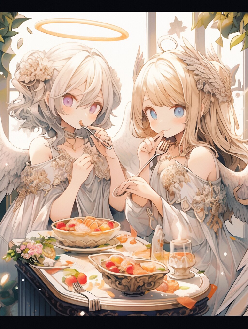 天使と楽しい食事会(6枚)