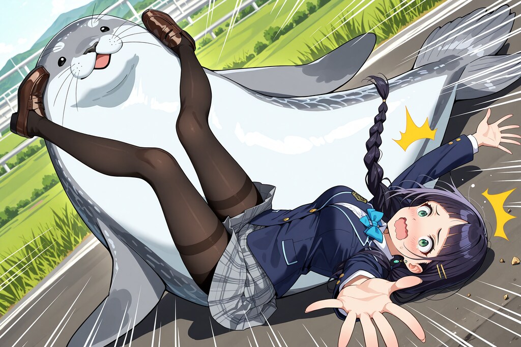 疾走アザラシからコケるこよみちゃん